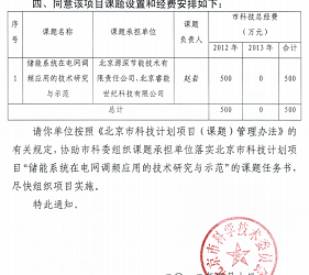 “储能系统在电网调频应用中的技术研究与示范”项目任务通知